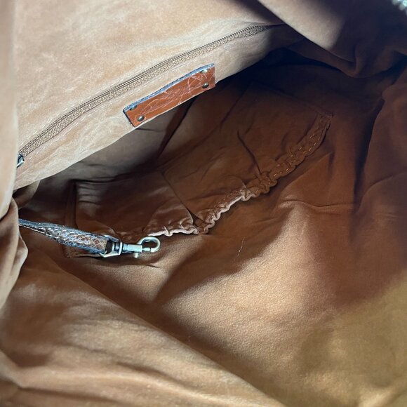 Patricia Nash Tan Purple Blue Floral Daisy Luzille Convertible Backpack Leather - Picture 8 of 10